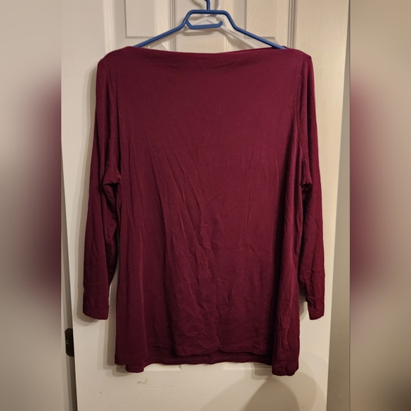 (XXL) Boat neck maroon knit top - Picture 1 of 4